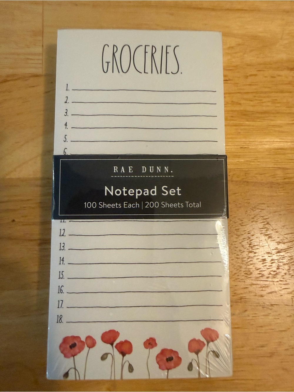 Rae Dunn White Notepad Set with Red Poppy Accents
